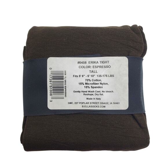 70% Cotton Blend Tights TALL Espresso Brown B.ella Erika Opaque NEW Hosiery Luxe - Picture 3 of 4